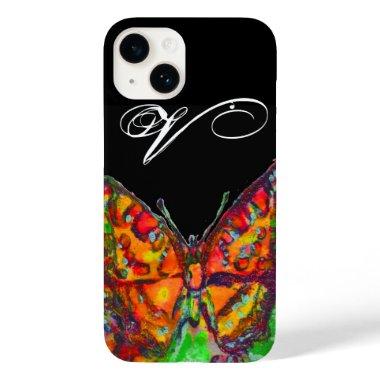 COLORFUL BUTTERFLY RED GOLD YELLOW MONOGRAM Black Case-Mate iPhone 14 Case