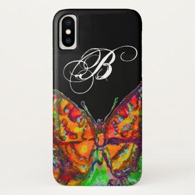 COLORFUL BUTTERFLY RED GOLD YELLOW MONOGRAM Black iPhone X Case
