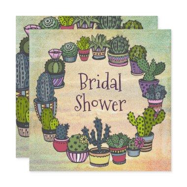 Colorful Cactus Bridal Shower Invitations