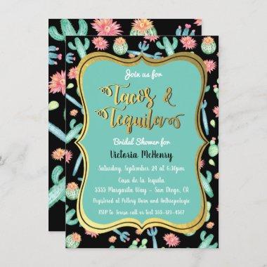 Colorful Cactus Tacos & Tequila Bridal Shower Invitations