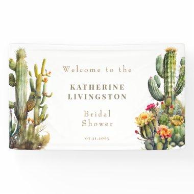 Colorful Cactus White Bridal Shower Banner
