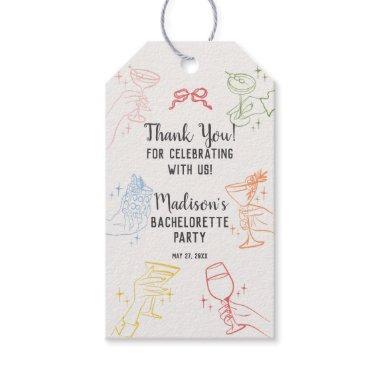 Colorful Cocktail Party Retro Bachelorette Favor Gift Tags