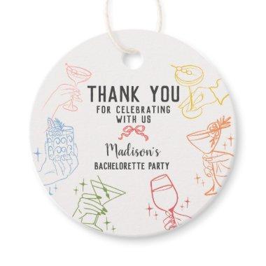 Colorful Cocktail Party Retro Bachelorette Party Favor Tags