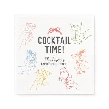 Colorful Cocktail Party Retro Bachelorette Party Napkins