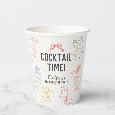 Colorful Cocktail Party Retro Bachelorette Party Paper Cups