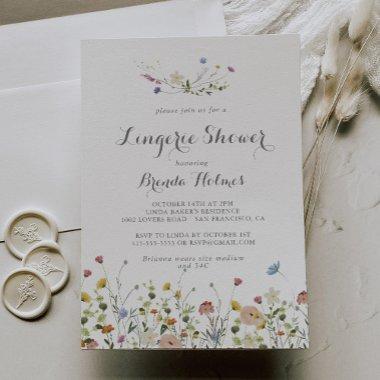Colorful Dainty Wild Flower Bridal Lingerie Shower Invitations