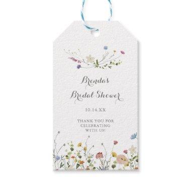 Colorful Dainty Wild Flowers Bridal Shower Gift Tags