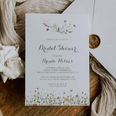 Colorful Dainty Wild Flowers Bridal Shower Invitations