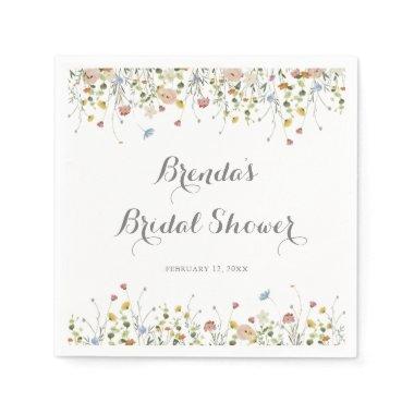 Colorful Dainty Wild Flowers Bridal Shower Napkins