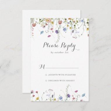 Colorful Dainty Wild Flowers Calligraphy RSVP