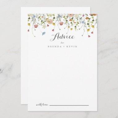 Colorful Dainty Wild Flowers Calligraphy Wedding Advice Card