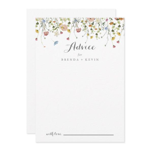 Colorful Dainty Wild Flowers Calligraphy Wedding Advice Card