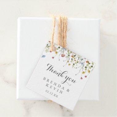 Colorful Dainty Wild Flowers Calligraphy Wedding Favor Tags