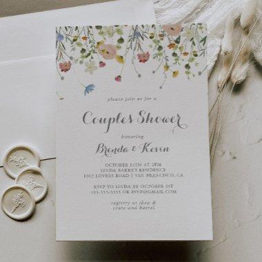 Colorful Dainty Wild Flowers Couples Shower Invitations