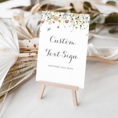 Colorful Dainty Wild Flowers Custom Text Sign