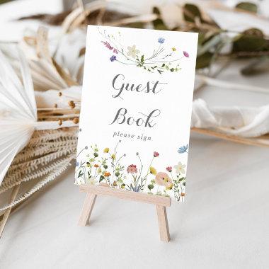 Colorful Dainty Wild Flowers Guest Book Sign