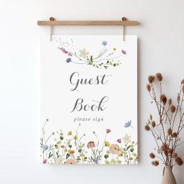 Colorful Dainty Wild Flowers Guest Book Sign