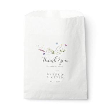 Colorful Dainty Wild Flowers Thank You Wedding Favor Bag