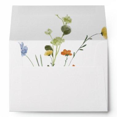 Colorful Dainty Wild Flowers Wedding Invitations Envelope