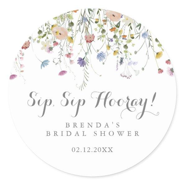 Colorful Dainty Wild Sip Sip Hooray Bridal Shower Classic Round Sticker