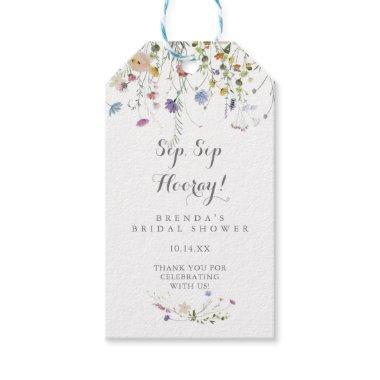 Colorful Dainty Wild Sip Sip Hooray Bridal Shower Gift Tags