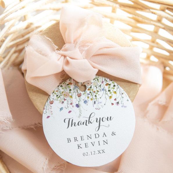 Colorful Dainty Wild Thank You Wedding Favor Classic Round Sticker