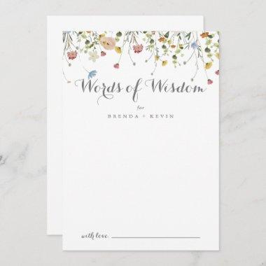 Colorful Dainty Wild Wedding Words of Wisdom Advice Card