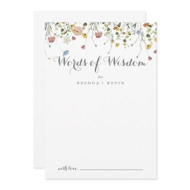 Colorful Dainty Wild Wedding Words of Wisdom Advice Card