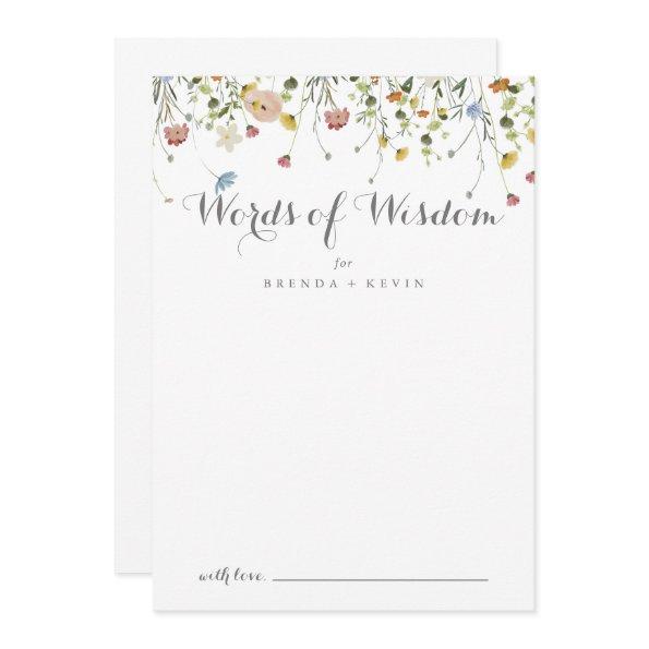 Colorful Dainty Wild Wedding Words of Wisdom Advice Card