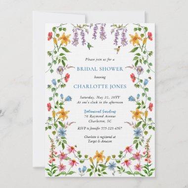 Colorful English Garden Floral Bridal Shower Invitations