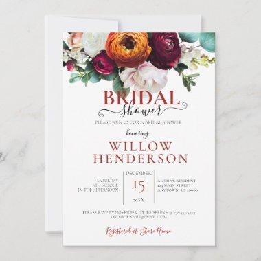 Colorful Fall Floral Wedding Shower Invitations