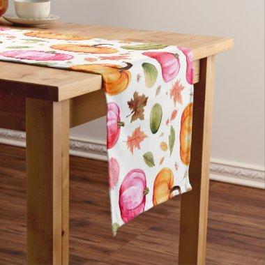 Colorful Fall Pumpkins Elegant Short Table Runner