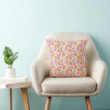 Colorful Fall Pumpkins Elegant Throw Pillow