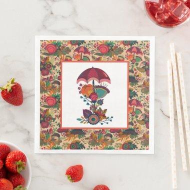 Colorful Fall Showers Paper Dinner Napkins