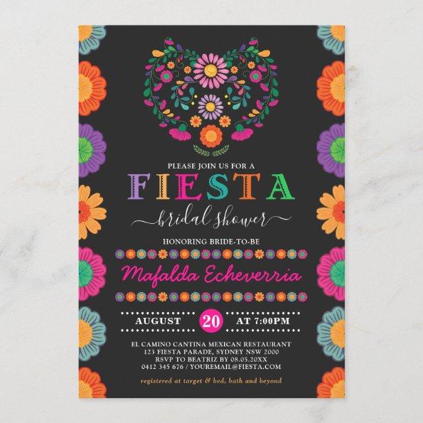 Colorful Fiesta Bridal Shower Mexican Flowers Invitations