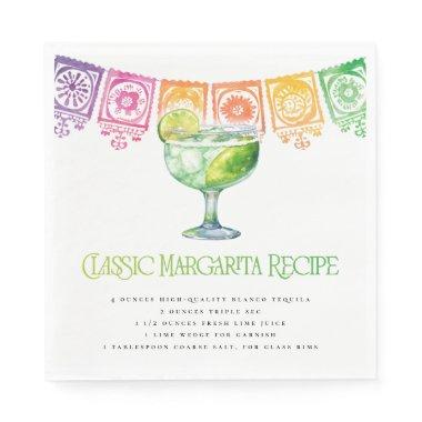 Colorful Fiesta Classic Margarita Recipe Napkins