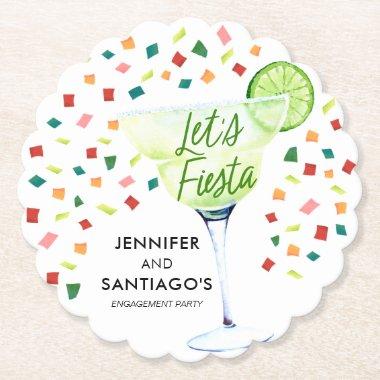 Colorful Fiesta Theme Engagement Paper Coaster