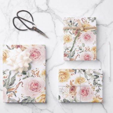 Colorful Floral Botanical Watercolor Pattern Wrapping Paper Sheets