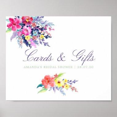 Colorful Floral Bridal Shower Invitations and Gifts Sign