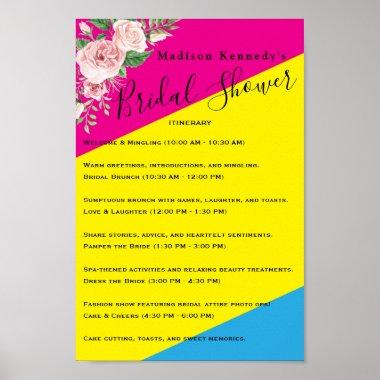 Colorful Floral Bridal Shower Itinerary Plan Poster