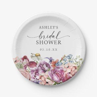 Colorful Floral Bridal Shower Paper Plates