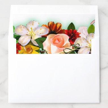 Colorful Floral Elegant Watercolor Art Template Envelope Liner