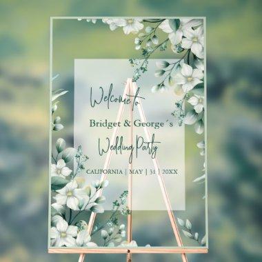 Colorful floral greenery Frosted Wedding Welcome Acrylic Sign