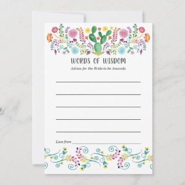 Colorful Floral Mexican Fiesta Bridal Shower Advice Card