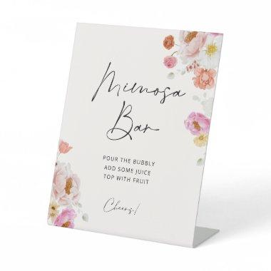 Colorful Floral Mimosa Bar  Pedestal Sign