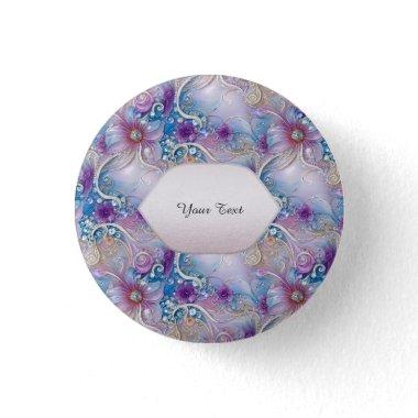 Colorful Floral Pearly Gems Button