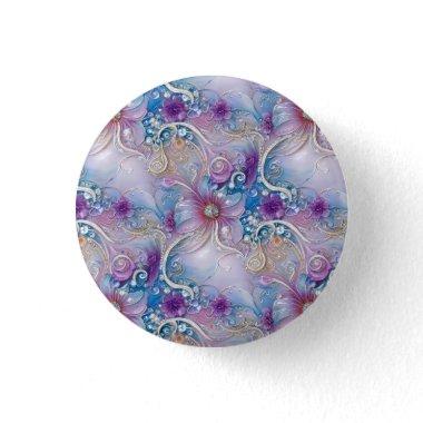 Colorful Floral Pearly Gems Button