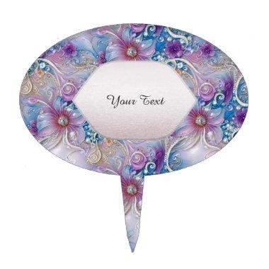 Colorful Floral Pearly Gems Cake Topper
