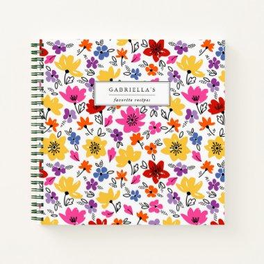 Colorful Floral Personalized Recipe Notebook