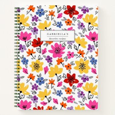Colorful Floral Personalized Recipe Notebook